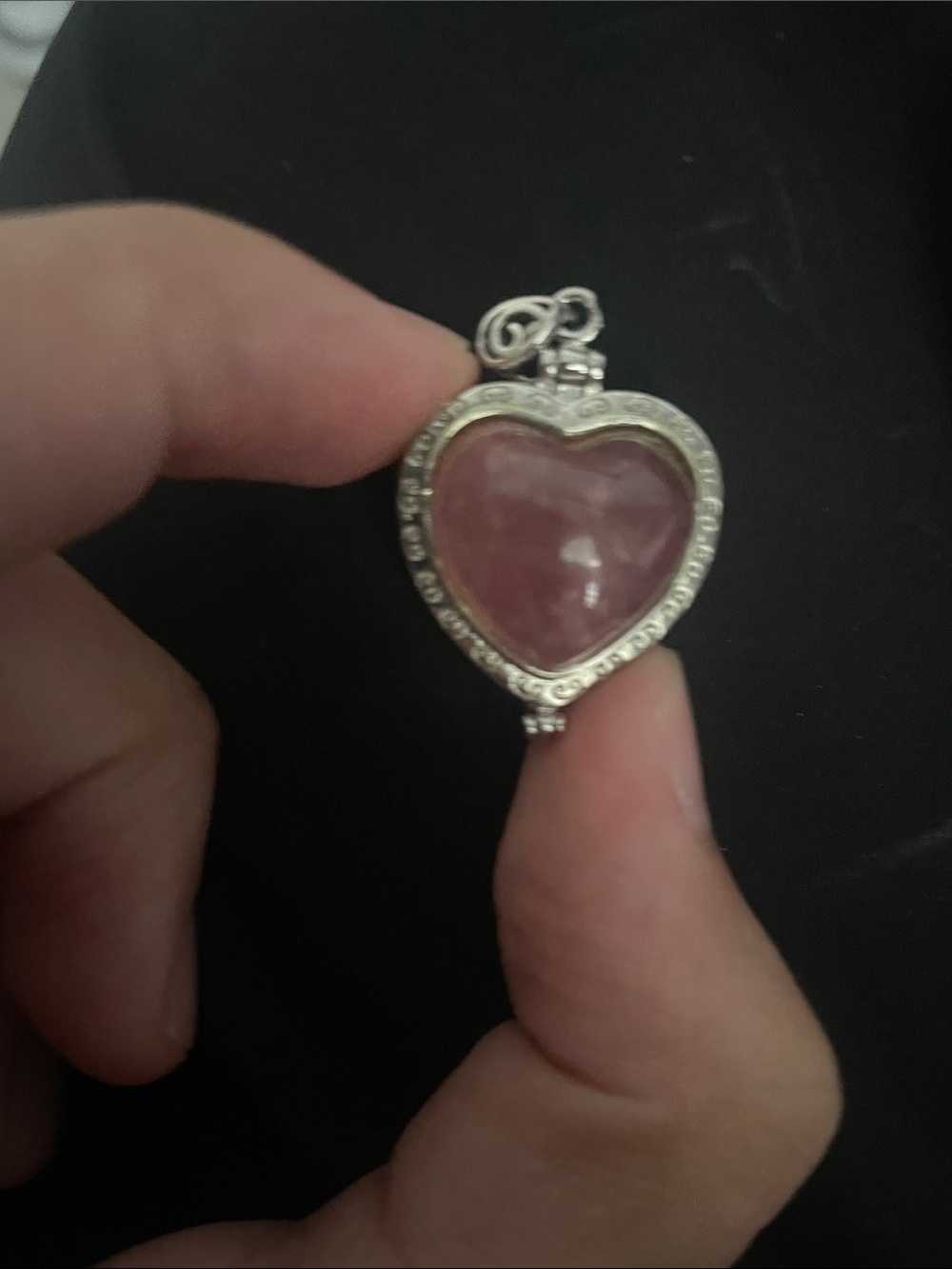 Silver Heart Bracelet Charm with Pink Stone